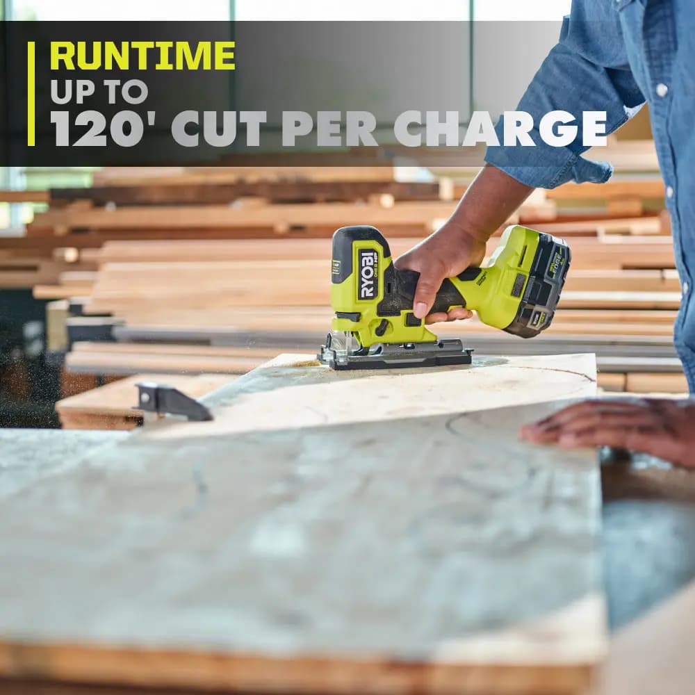 RYOBI 18V ONE+ HP Compact Brushless Barrel Grip Jig Saw Kit [Voltage 18V, Capacity 2Ah, Fuel Gauge Integrated LEDs]