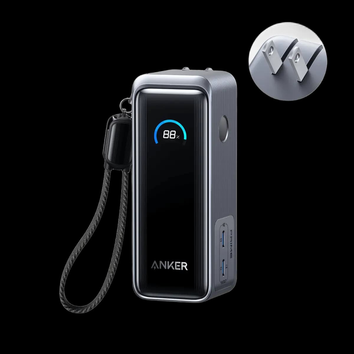 Anker Prime Power Bank (9.6K, 65W, Fusion) [9,600mAh (3 × 3,200mAh), 100V-240V~, 50-60Hz, 2.0A, 65W Max]