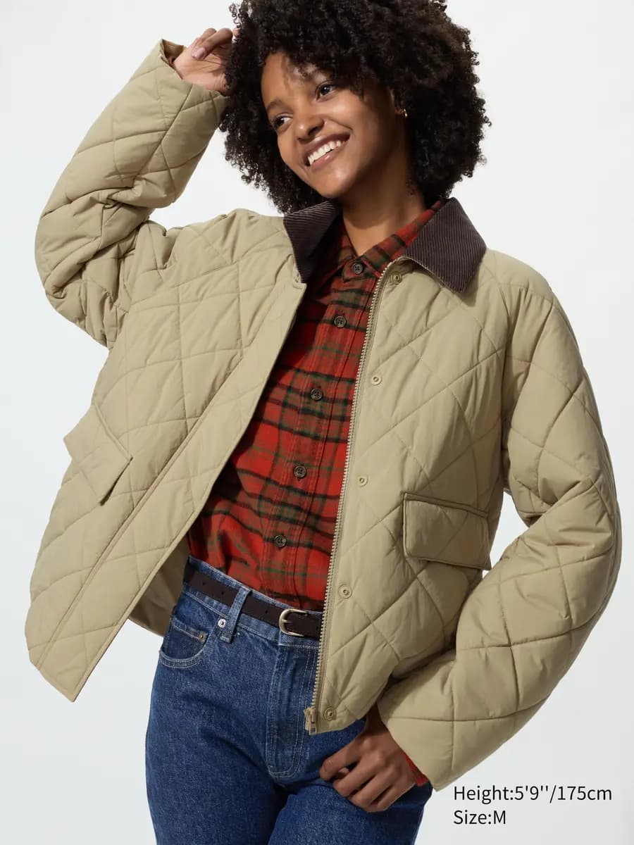 Uniqlo Padded Utility Short Jacket Beige [Imported, Hand wash cold, Do not dry clean, Short length for effortless styling.]