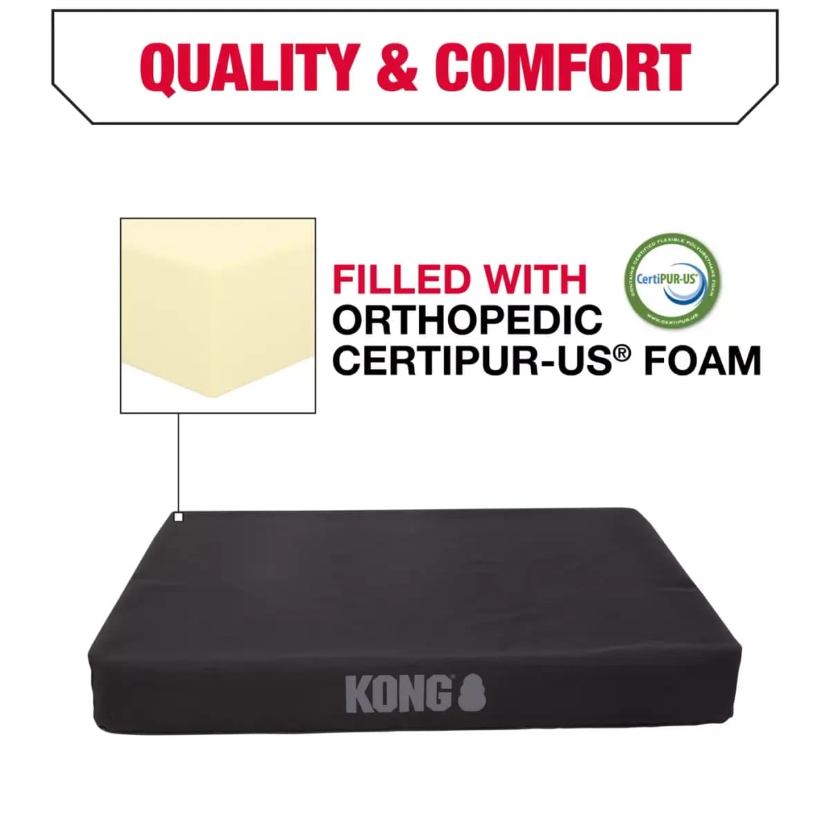 KONG® Orthopedic Durable Dog Bed with Water-Resistant Cover, Multiple Colors, 38L x 30W [Includes 1 Mattress, Intended For Dogs, Color Tan, Material High Performance Poly Ripstop O