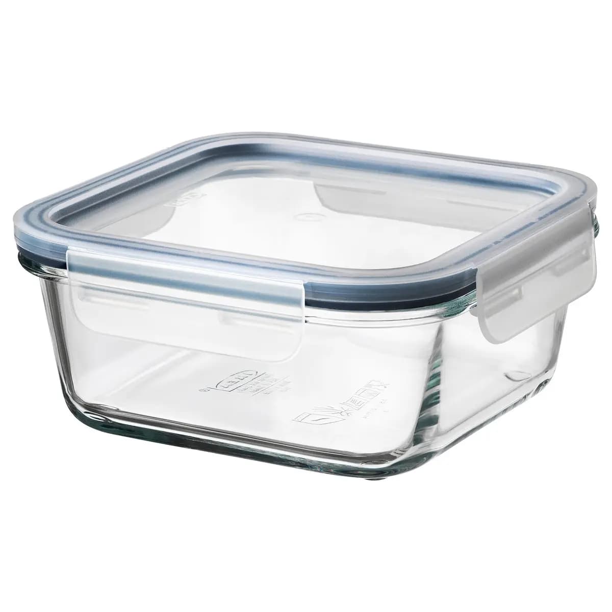 IKEA 365+ food container with lid, square glass/plastic, 20 oz [Length 6 ", Width 6 ", Height 3 ", Volume 20 oz]