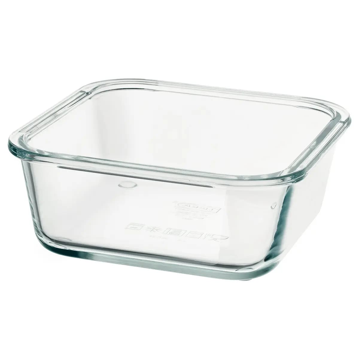 IKEA 365+ food container with lid, square glass/plastic, 20 oz [Length 6 ", Width 6 ", Height 3 ", Volume 20 oz]