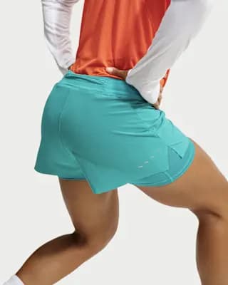Nike Swift Women's Dri-FIT Mid-Rise 2-in-1 Running Shorts Energy/Energy [Energy/Energy, Reflective Swoosh logo on left thigh, Reflective graphics on outer thighs]