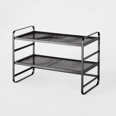 2 Tier Shoe Rack Black Metal Mesh - Brightroom™ [7.54 Pounds, Metal (Frame), Adjustable Shelf]