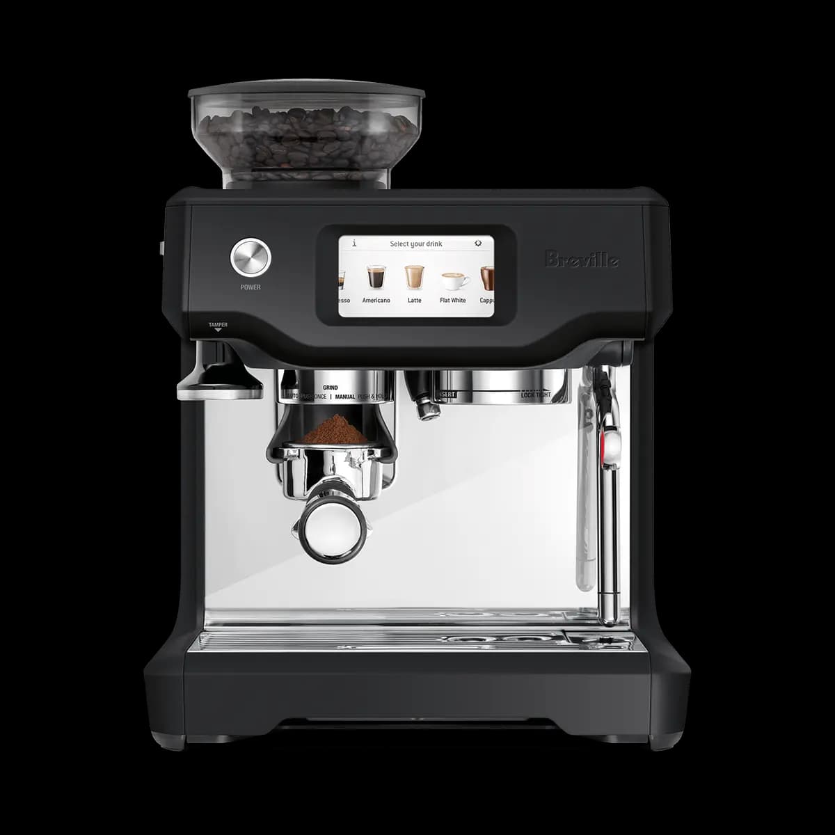 Breville the Barista Touch™ [Dosing Funnel™ Attachment; 54mm Full Stainless Steel Portafilter; Single and Double Wall Filter Baskets; 480ml Stainless Steel Jug; ClaroSwiss Water Fi