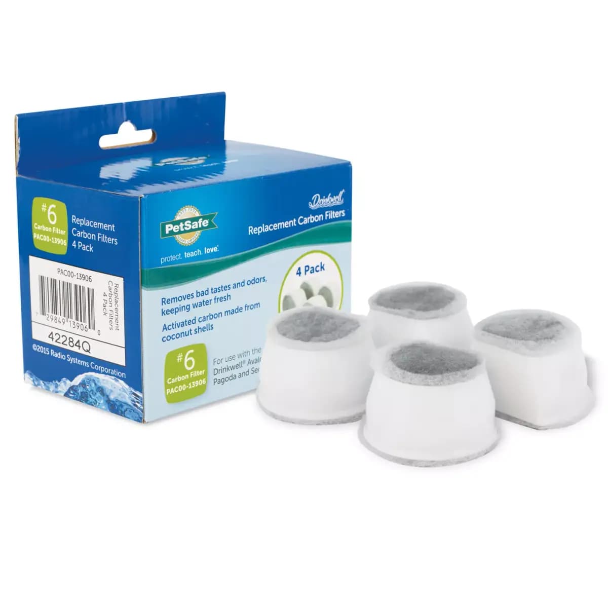 PetSafe® Drinkwell Replacement Carbon Filters - Ceramic Water Fountain Filters - 4-Pack [Includes 4-Pack, Intended Pet(s) Dog, Cat, Material(s) Carbon, Compatible With Drinkwell Av