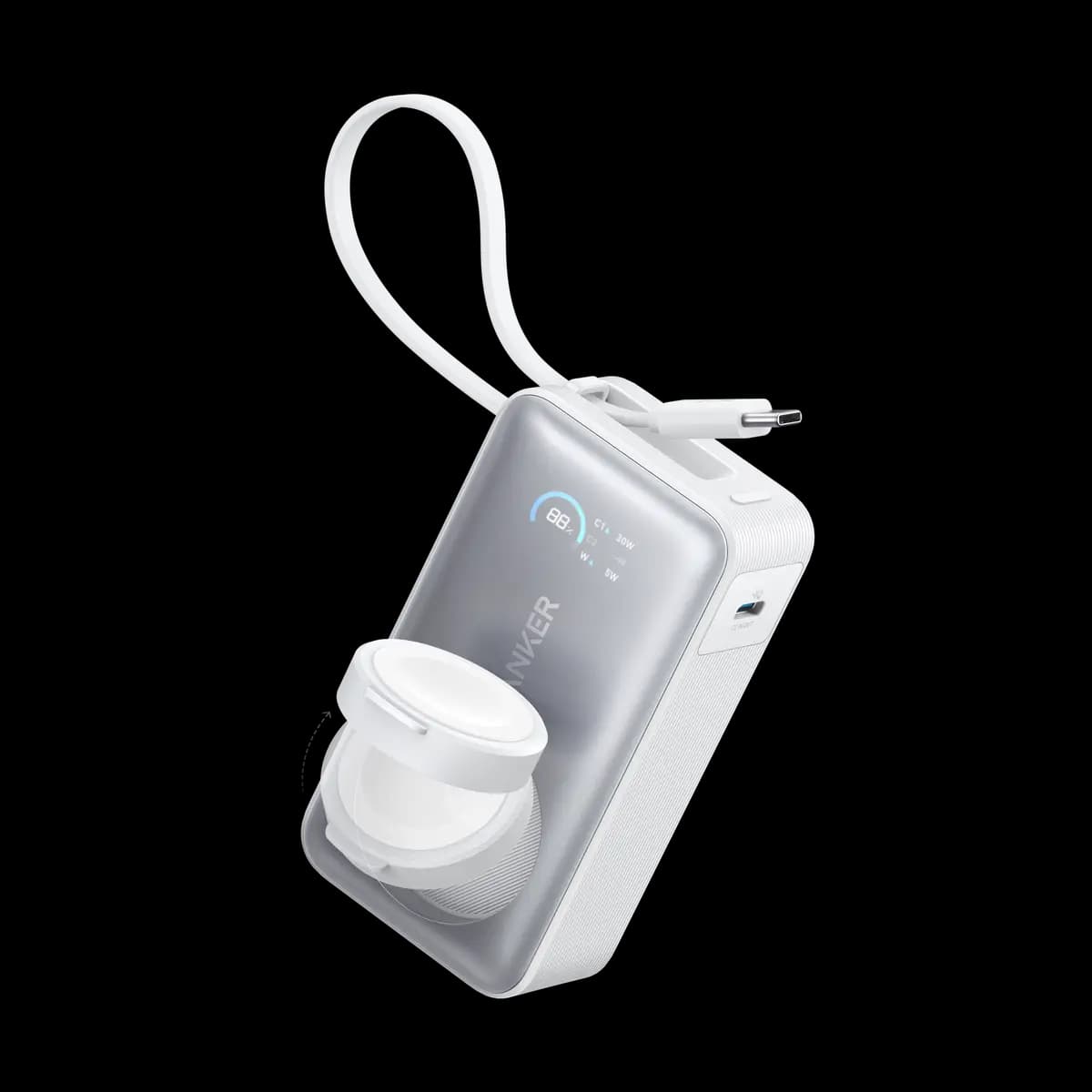Anker MagGo Power Bank (10K, 35W, For Apple Watch) [10,000mAh, 5,000mAh, 7.4VDC / 37Wh (Two Cells in Series), 35W Max]