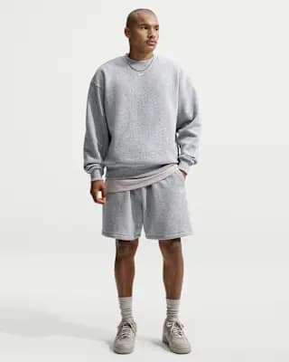 Nike Solo Fleece Men's Shorts Dark Grey Heather/Sail [Body: 82% cotton/18% polyester. Pockets: 100% cotton., Machine wash, XS-4XL Tall]