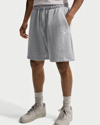 Nike Solo Fleece Men's Shorts Dark Grey Heather/Sail [Body: 82% cotton/18% polyester. Pockets: 100% cotton., Machine wash, XS-4XL Tall]