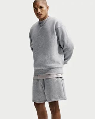 Nike Solo Fleece Men's Shorts Dark Grey Heather/Sail [Body: 82% cotton/18% polyester. Pockets: 100% cotton., Machine wash, XS-4XL Tall]