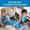 Dr. Brown's 10 oz Milestones Straw to 360° Cup Set, with Interchangeable Silicone Straw - Aqua Blue - 2pk [Dimensions (Overall) 7.1 Inches (H) x 9.75 Inches (W), Finish Matte, Sugg