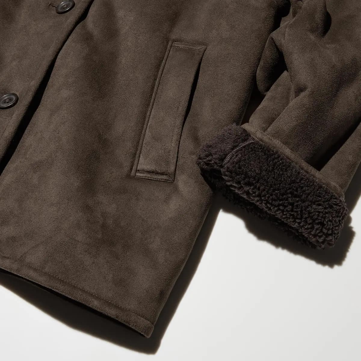 Uniqlo Faux Shearling Short Coat Beige [Face: 100% Polyester/ Back: 100% Polyester, Imported, Hand wash cold, Do not dry clean]
