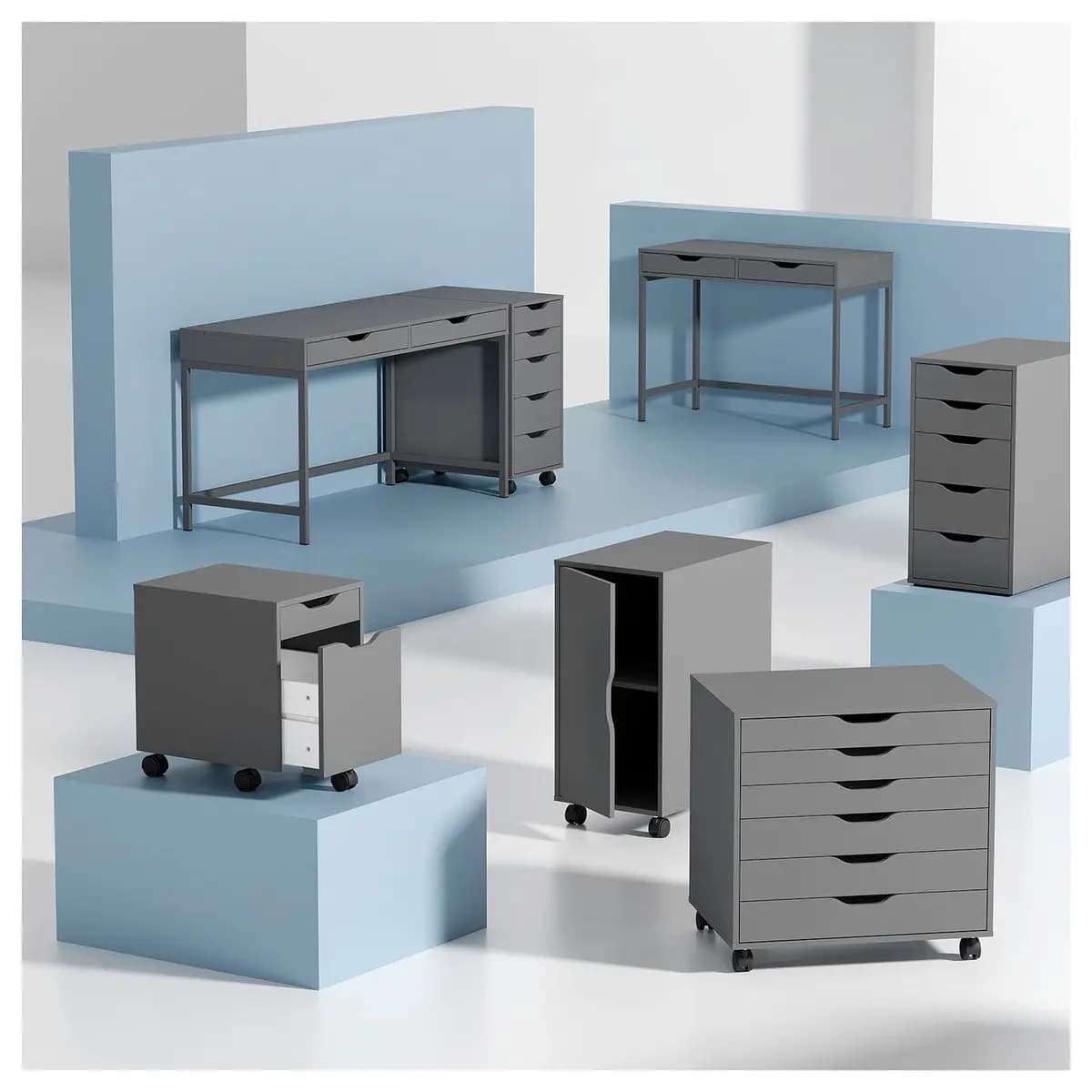 IKEA ALEX Drawer unit, dark gray [Width 14 1/8 ", Depth 22 7/8 ", Height 27 1/2 "]