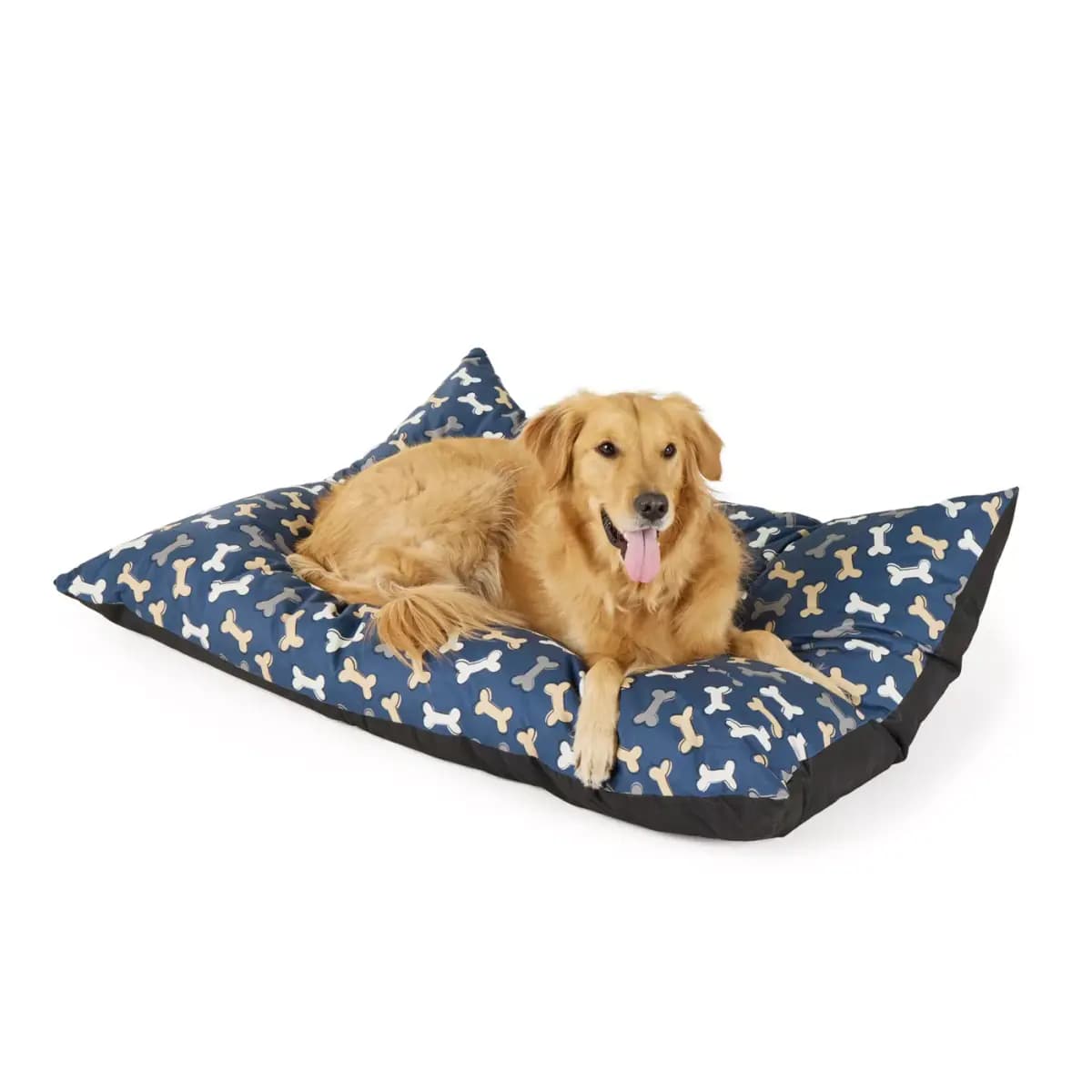 Top Paw Navy Bone Print Pillow Bed, Small/Medium, Large/X Large [Brand Top Paw®, Includes 1 Bed, Intended For Dogs, Material Top: Random Printed 150gsm Comfort Plush]