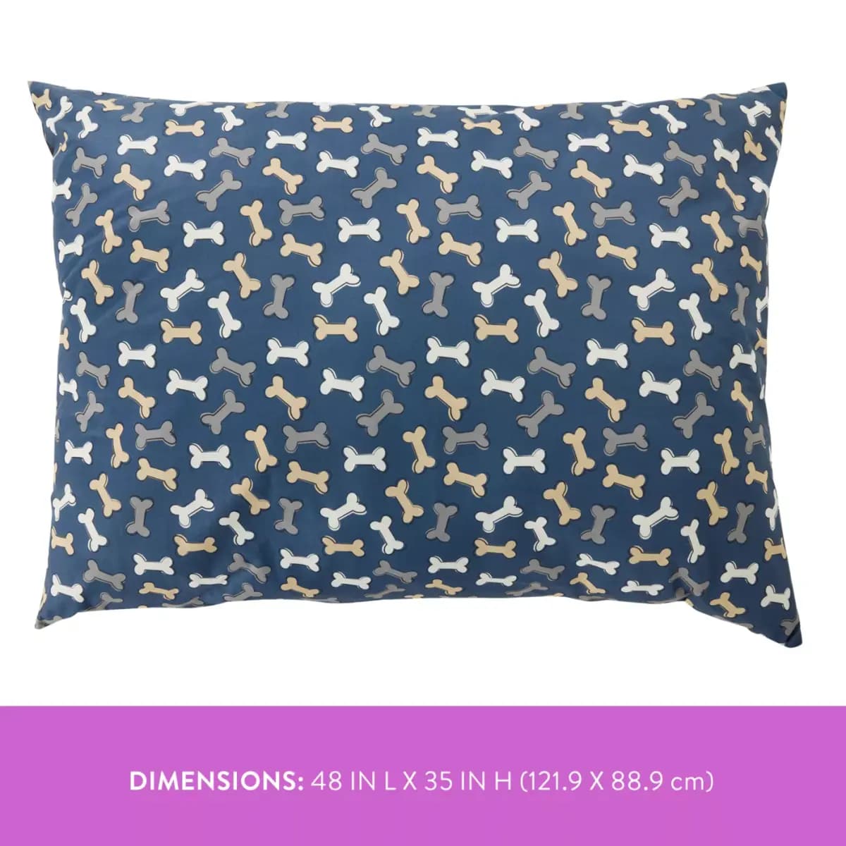 Top Paw Navy Bone Print Pillow Bed, Small/Medium, Large/X Large [Brand Top Paw®, Includes 1 Bed, Intended For Dogs, Material Top: Random Printed 150gsm Comfort Plush]