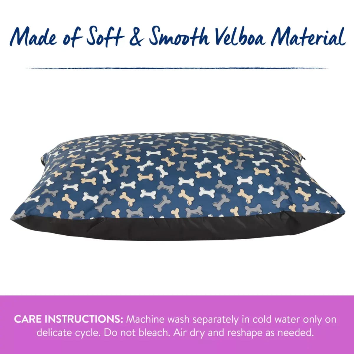 Top Paw Navy Bone Print Pillow Bed, Small/Medium, Large/X Large [Brand Top Paw®, Includes 1 Bed, Intended For Dogs, Material Top: Random Printed 150gsm Comfort Plush]