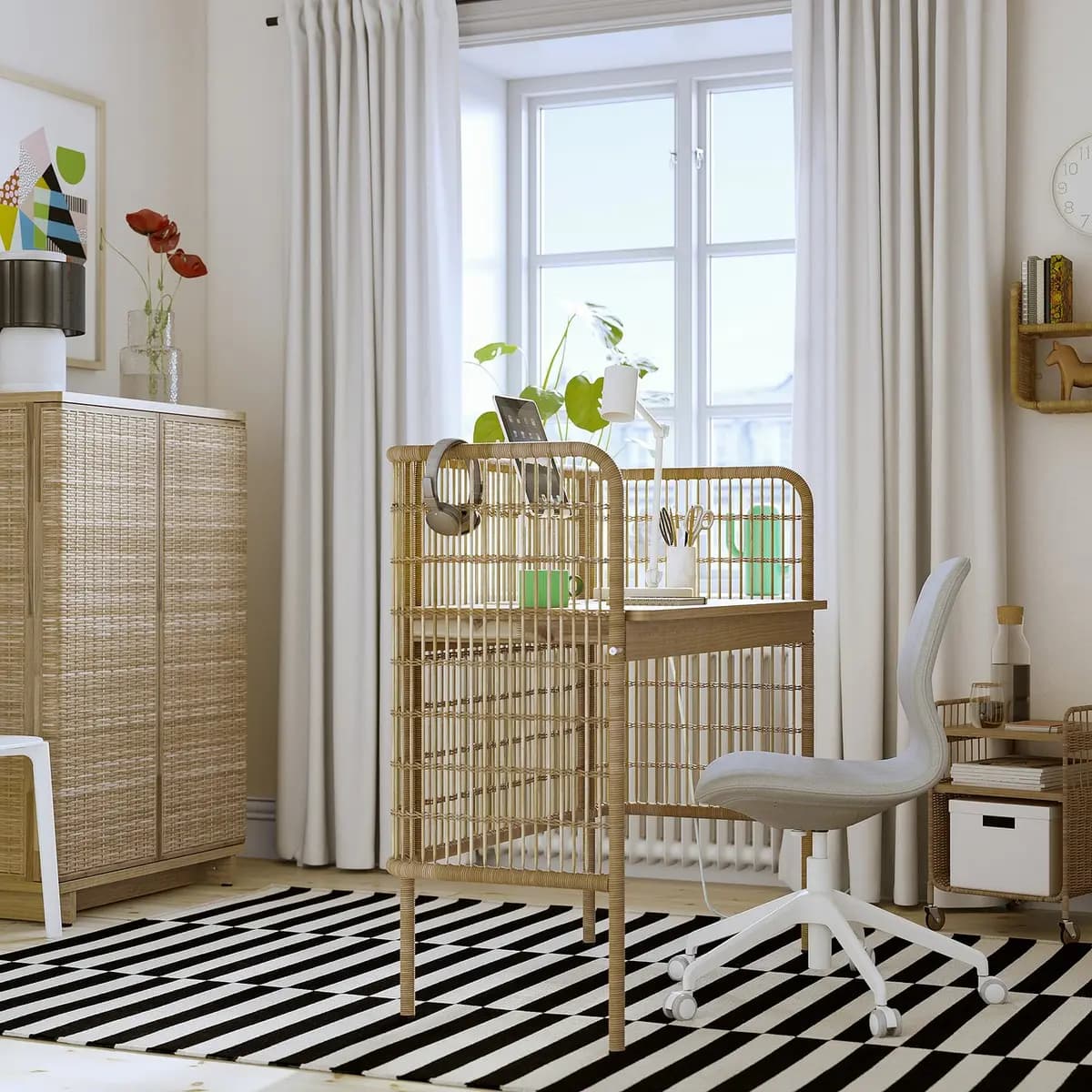 IKEA FRYKSÅS Desk, rattan [Width 43 1/4 ", Depth 21 1/8 ", Height 29 7/8 "]