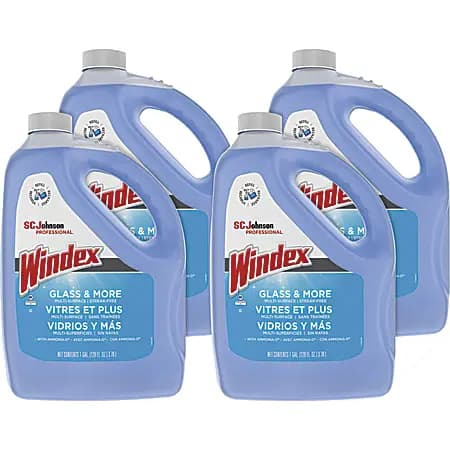 Windex® Glass & Multi-Surface Cleaner, 128 Oz Bottle, Case Of 4 [color Blue, Number Of Containers 4, Size (container) 128 oz, antibacterial No]