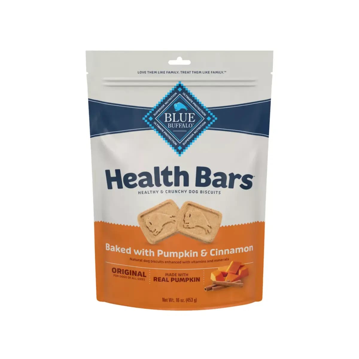 Blue Buffalo® Health Bars Pumpkin & Cinnamon Crunchy Dog Treats - 16 oz [Species Dog, Brand Blue Buffalo Health Bars, Food Type Treat, Breed Size All]