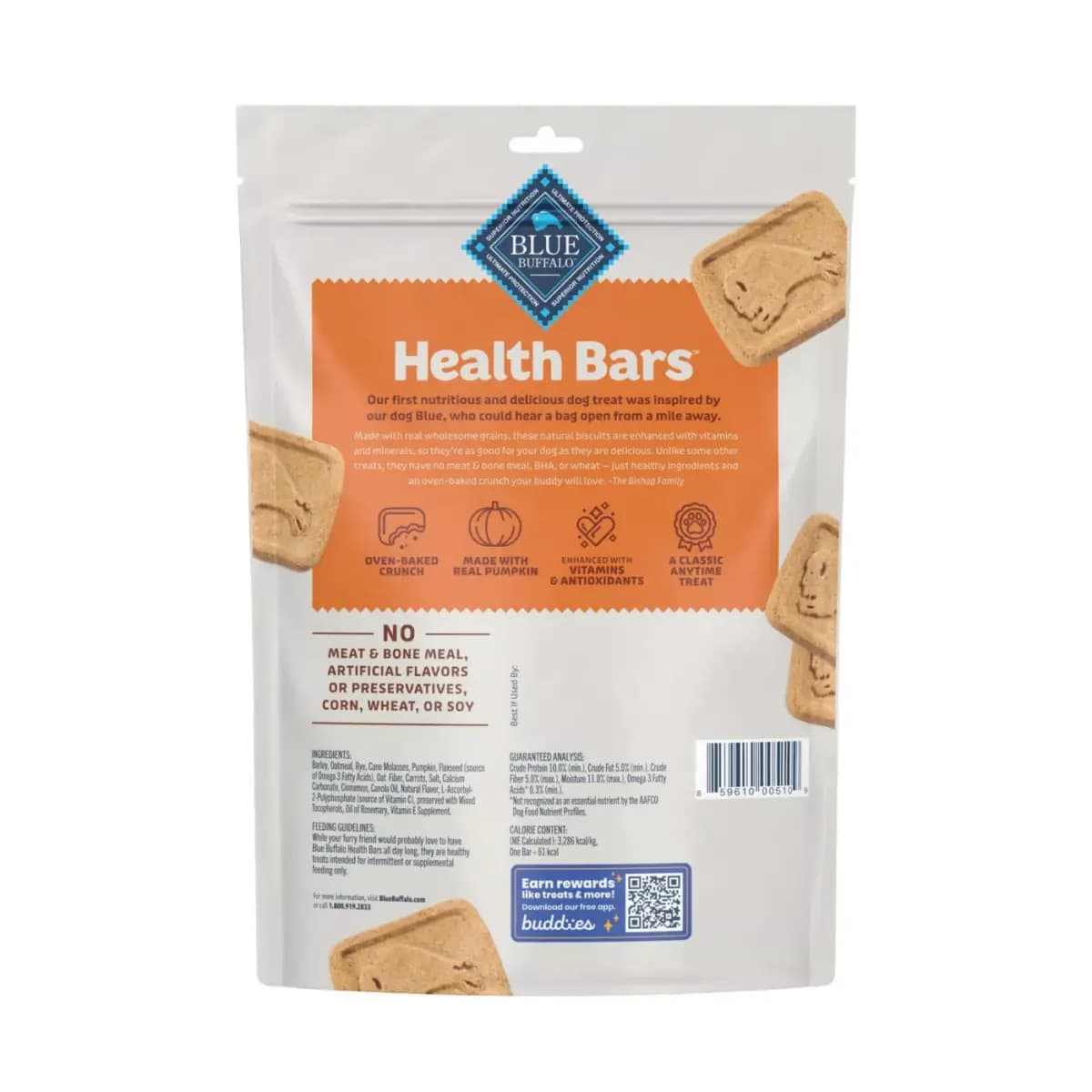 Blue Buffalo® Health Bars Pumpkin & Cinnamon Crunchy Dog Treats - 16 oz [Species Dog, Brand Blue Buffalo Health Bars, Food Type Treat, Breed Size All]
