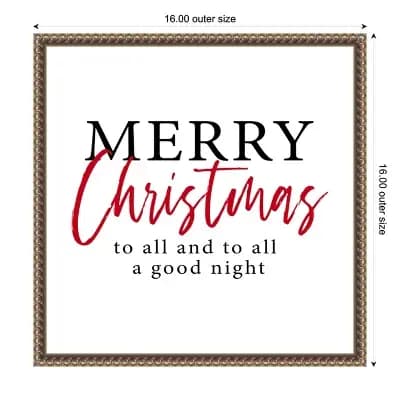 Amanti Art Merry Christmas to All Script2 by Amanti Art Portfolio Canvas Wall Art Print Framed 16-in. W x 16-in. H. [Light, Canvas, Polystyrene (Frame)]