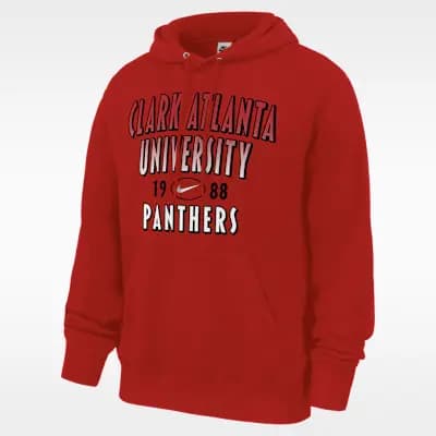 Nike College (Clark Atlanta) Men's Club Fleece Pullover Hoodie University Red [University Red, Standard fit for a relaxed, easy feel., 80% cotton/20% polyester]