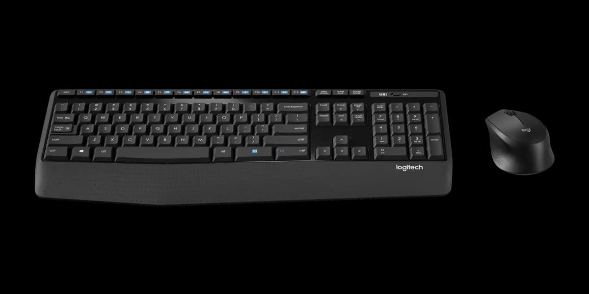 Logitech MK345 Comfort Wireless Keyboard and Mouse Combo - Black - English US (QWERTY) [7.35 in (186.7 mm), 17.61 in (447.2 mm), 0.84 in (21.4 mm)]