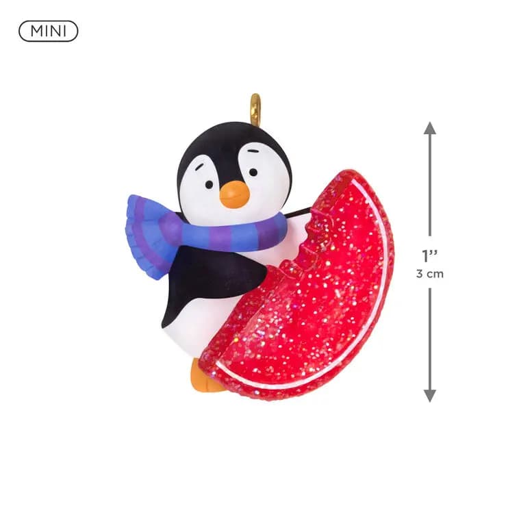 Mini Petite Penguins A Sweet Treat Ornament, 1" [MINIATURE 1 x 1 x 0.5, Plastic ornament with hanger attachm, One 2026 miniature Hallmark Keepsake, 11th in the Petite Penguins Keep