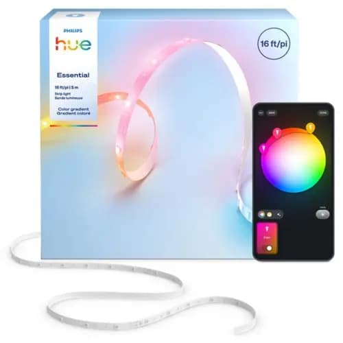 Philips Hue 16 ft Essential Gradient LED strip light [Length 196-7/8 inch, Operational humidity IP20: suitable for use in indooor, Input Voltage 220V-240V]