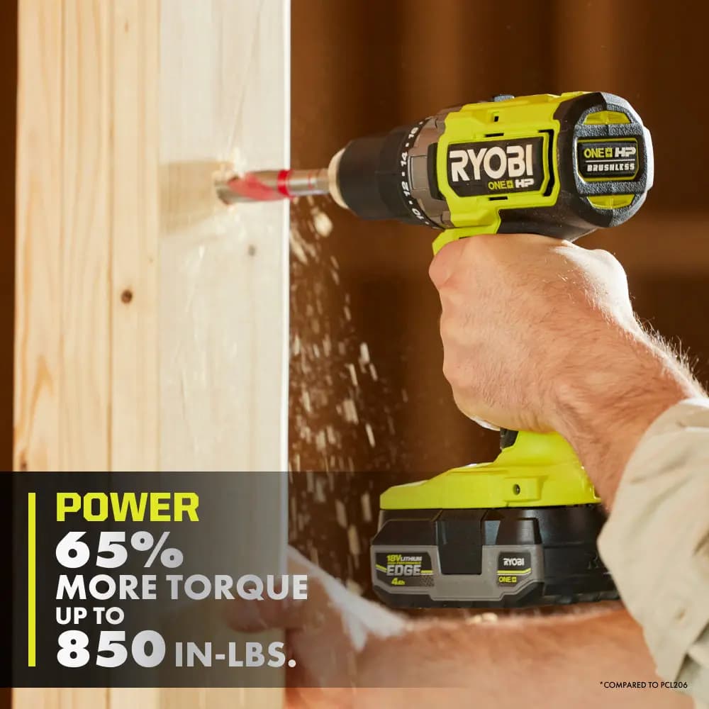 RYOBI 18V ONE+ HP Brushless 1/2" Drill/Driver [Clutch 24-Position, Chuck 1/2", Torque Up to 850 in-lbs.]