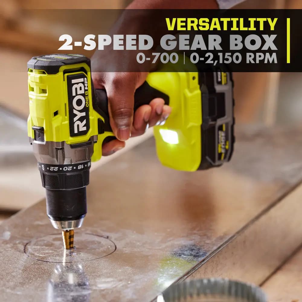 RYOBI 18V ONE+ HP Brushless 1/2" Drill/Driver [Clutch 24-Position, Chuck 1/2", Torque Up to 850 in-lbs.]