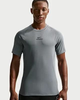 Nike Pro Training Men's Dri-FIT Short-Sleeve Top Smoke Grey/Black [100% polyester, Machine wash, XS-4XL]