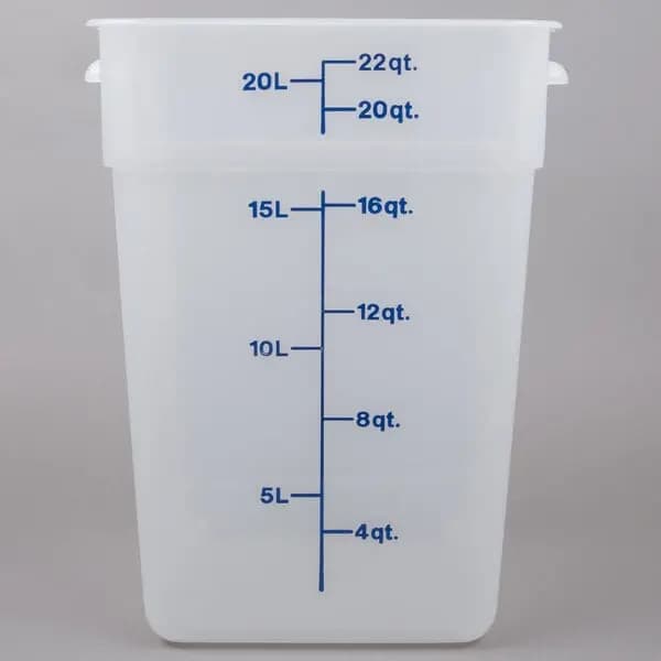 Cambro CamSquares® 22 Qt. Translucent Square Polypropylene Food Storage Container [Length 11 1/4 Inches, Width 12 1/4 Inches, Height 15 3/4 Inches, Capacity 22 qt.]
