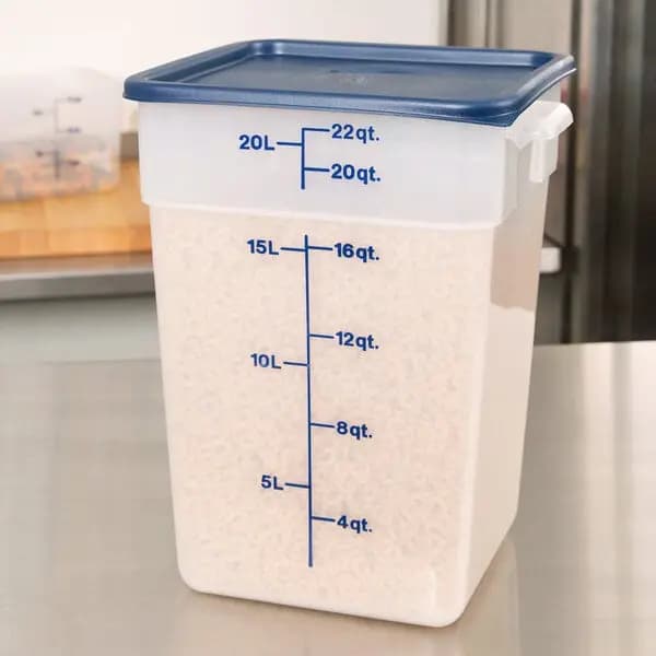 Cambro CamSquares® 22 Qt. Translucent Square Polypropylene Food Storage Container [Length 11 1/4 Inches, Width 12 1/4 Inches, Height 15 3/4 Inches, Capacity 22 qt.]