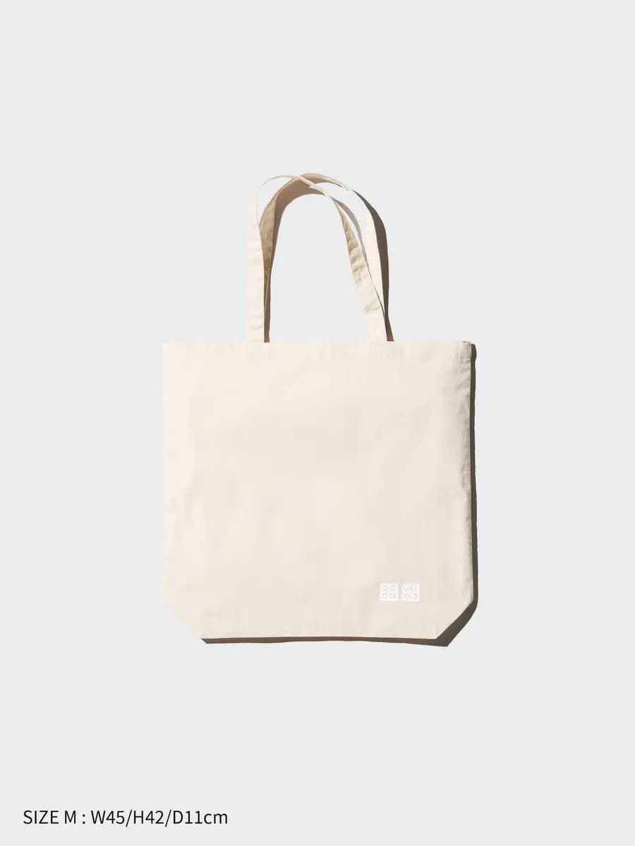 Uniqlo Cotton Reusable Tote Bag Off White [100% Cotton, Imported, Hand wash cold, Do not dry clean]