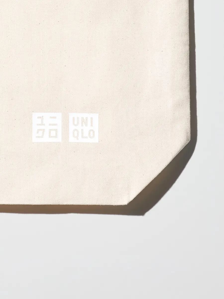 Uniqlo Cotton Reusable Tote Bag Off White [100% Cotton, Imported, Hand wash cold, Do not dry clean]