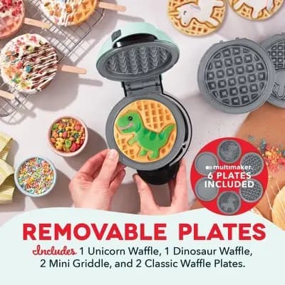 Dash MultiMaker Ceramic Nonstick Mini Waffle Maker System with 6 Removeable Holiday Plates [350 Watts, Plastic, 2.87 Pounds]
