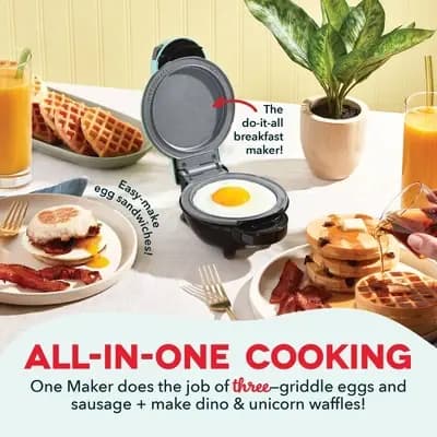 Dash MultiMaker Ceramic Nonstick Mini Waffle Maker System with 6 Removeable Holiday Plates [350 Watts, Plastic, 2.87 Pounds]