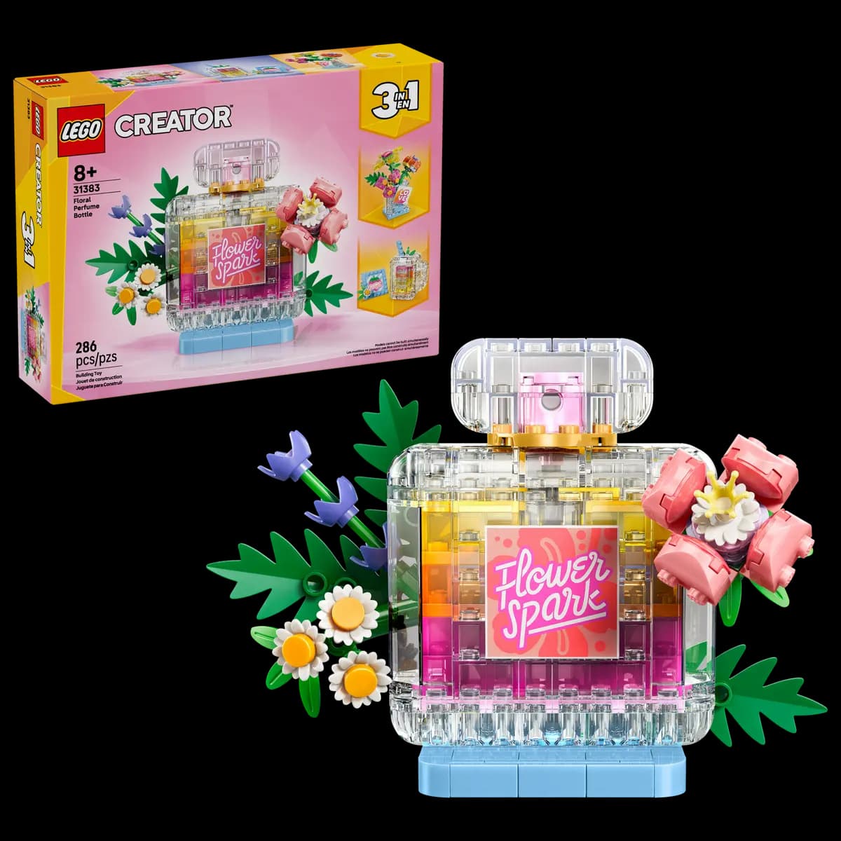 LEGO Floral Decor Perfume Bottle 31383 [286 pieces, ages 8+, Creator 3-in-1]