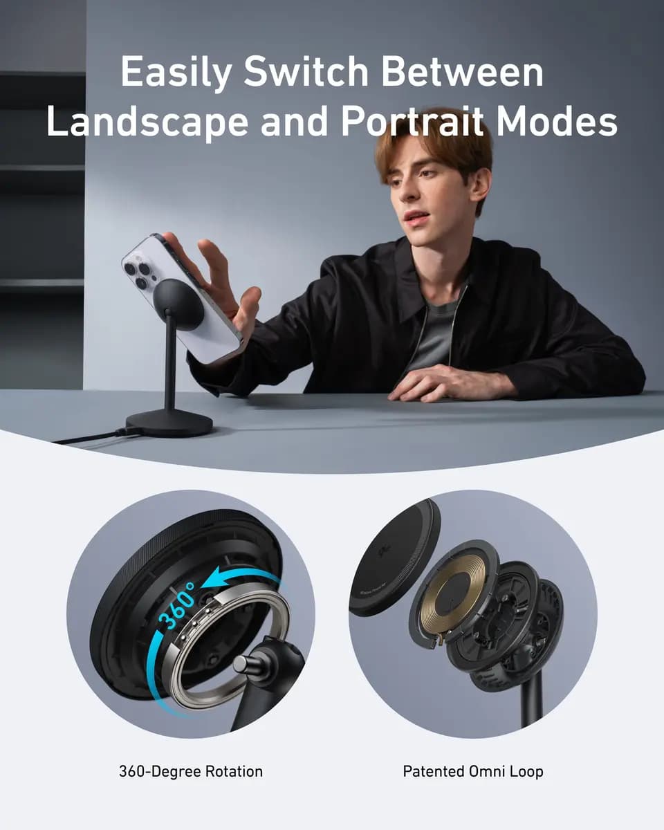 Anker MagGo Wireless Charger (Stand) [25W Max, 9V⎓2.5A, Phone: 15W Max]