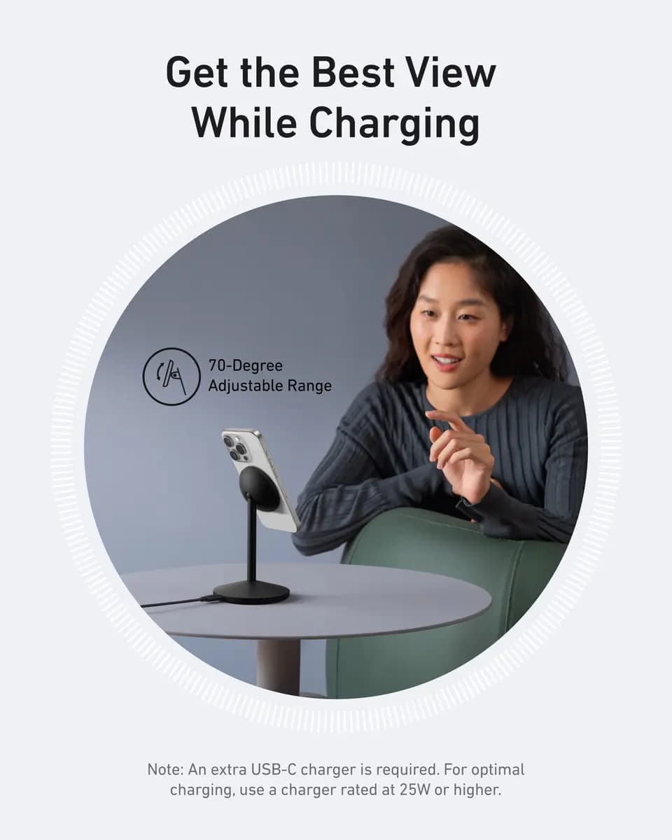 Anker MagGo Wireless Charger (Stand) [25W Max, 9V⎓2.5A, Phone: 15W Max]
