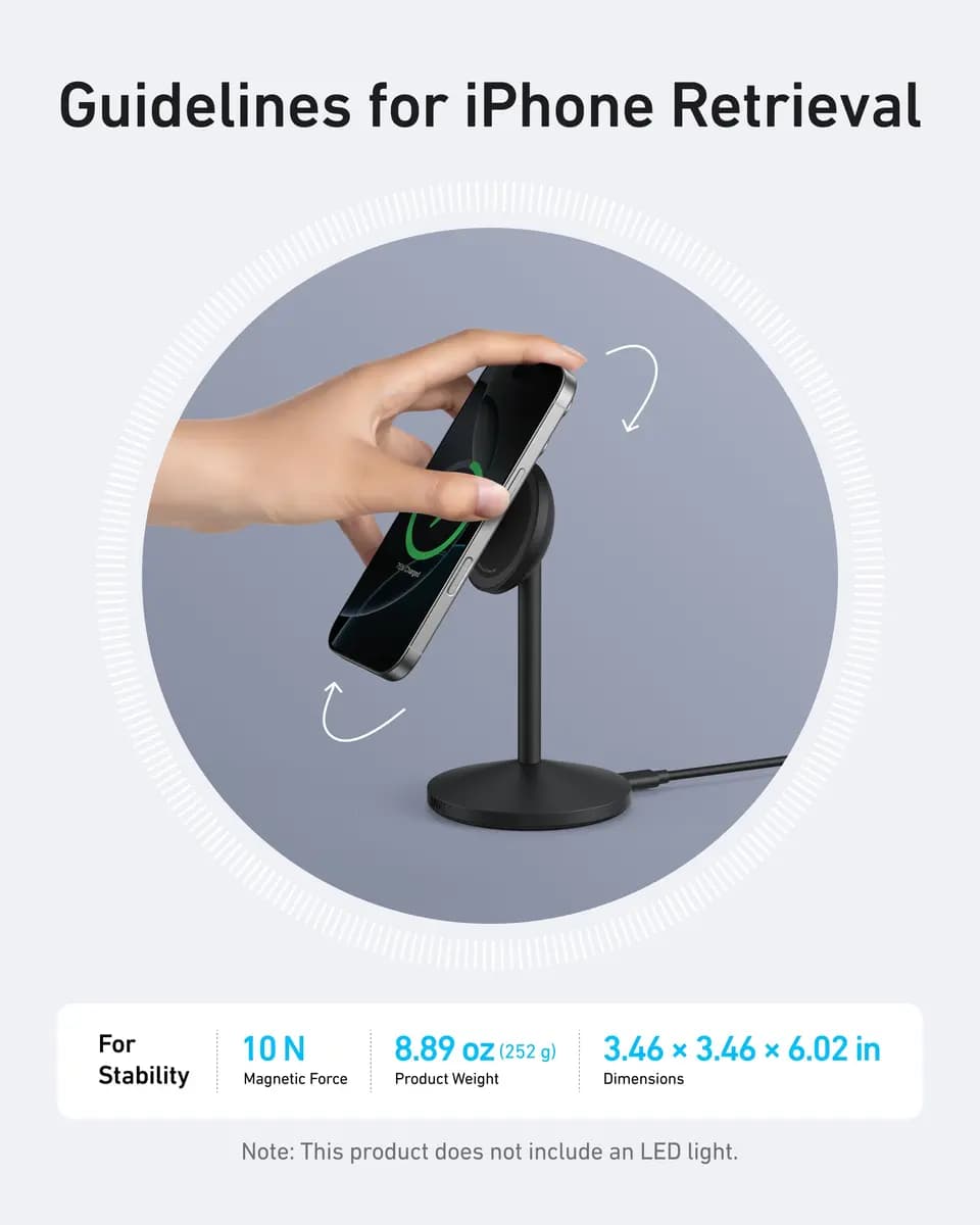 Anker MagGo Wireless Charger (Stand) [25W Max, 9V⎓2.5A, Phone: 15W Max]