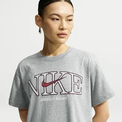 Nike Sportswear Classic Women's Oversized T-Shirt Dark Grey Heather [Dark Grey Heather, Ribbed collar, 100% cotton]
