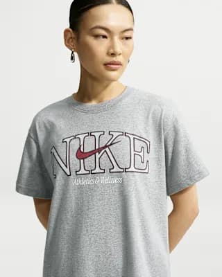 Nike Sportswear Classic Women's Oversized T-Shirt Dark Grey Heather [Dark Grey Heather, Ribbed collar, 100% cotton]