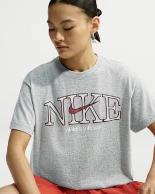 Nike Sportswear Classic Women's Oversized T-Shirt Dark Grey Heather [Dark Grey Heather, Ribbed collar, 100% cotton]