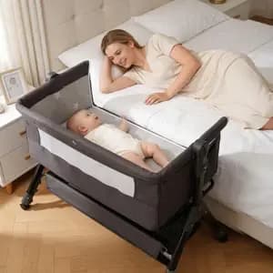 Kmaier Baby Bassinet 3 in 1 Baby Bassinet Bedside Sleeper, Easy Assemble And Folding Portable Baby Cradle,Dark Grey [Dimensions (Overall) 28 inches (H) x 22 inches (W) x 34.5 inc, 
