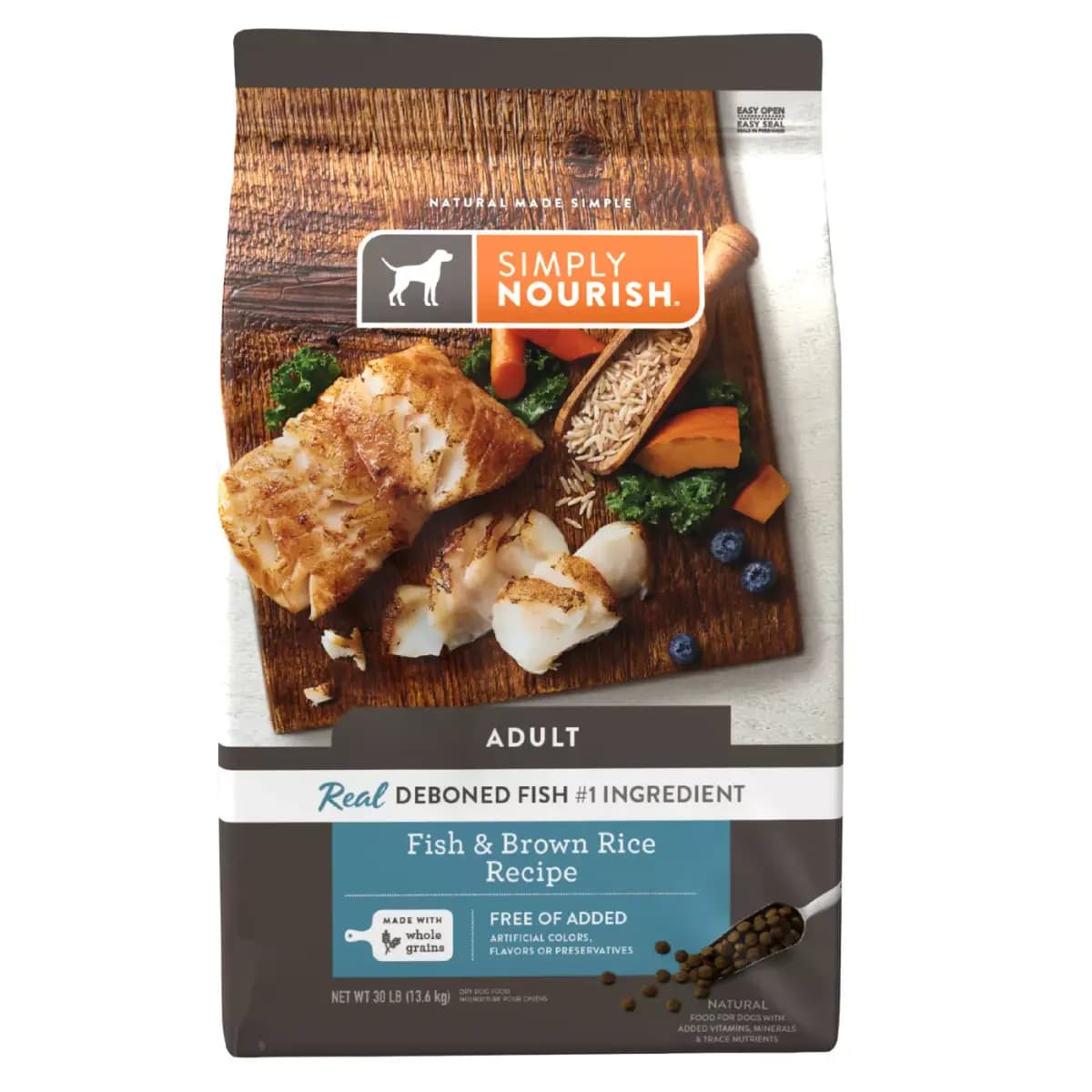 Simply Nourish Adult Dog Food - Fish & Brown Rice [Brand Simply Nourish, Food Type Dry, Life Stage Adult, Flavor Fish & Brown Rice]