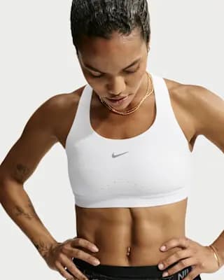 Nike Swift Women's High-Support Lightly Lined Sports Bra White [Body: 70% polyester/30% spandex, Machine Wash, XXS-XXL]