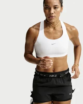 Nike Swift Women's High-Support Lightly Lined Sports Bra White [Body: 70% polyester/30% spandex, Machine Wash, XXS-XXL]