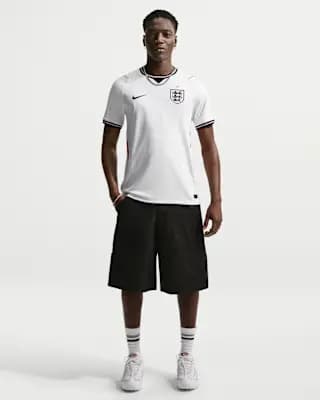 England National Team 2026 Stadium Home Men's Nike Dri-FIT Soccer Jersey White/Speed Red/Obsidian/Obsidian [100% polyester, Machine wash, XS-3XL]